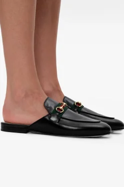Gucci CZARNY Skórzane klapki 'Princetown'