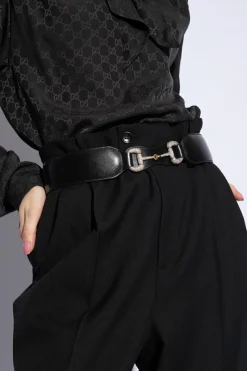 Gucci CZARNY Skórzany pasek