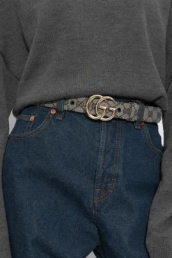 Gucci GRANATOWY Pasek z monogramem