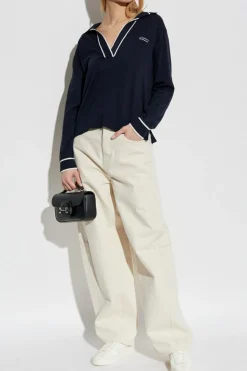 Gucci GRANATOWY Sweter z wyszytym logo