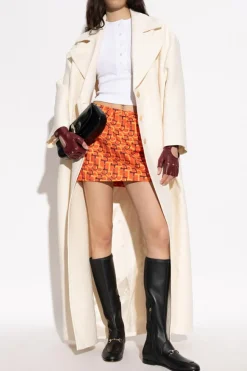 Gucci kremowy Wełniany płaszcz ze wzorem `GG`