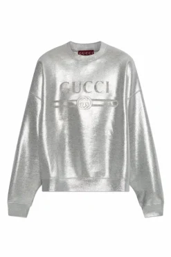 Gucci SREBRNY Bluza z lureksową nicią