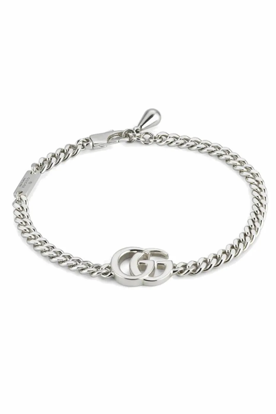 Gucci SREBRNY Srebrna bransoleta z zawieszką w kształcie logo