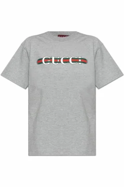 Gucci SZARY T-shirt z logo