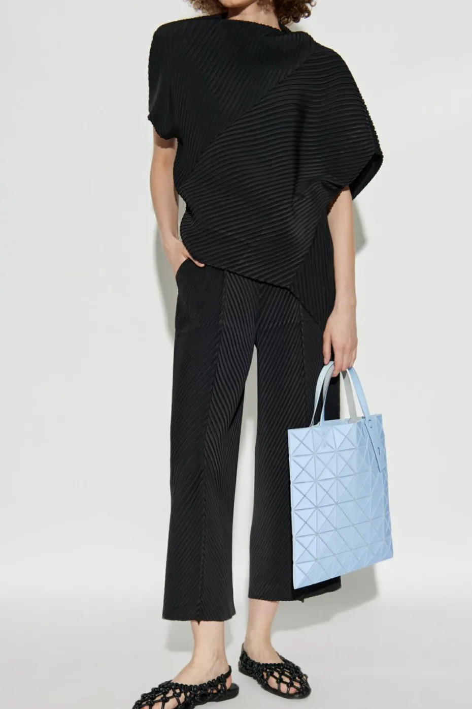 Issey Miyake CZARNY Plisowany top