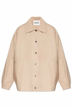 JIL SANDER beżowy Bawełniana kurtka o luźnym kroju