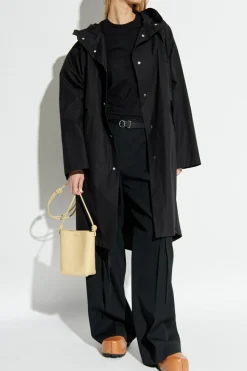 JIL SANDER CZARNY Bawełniana parka z kapturem