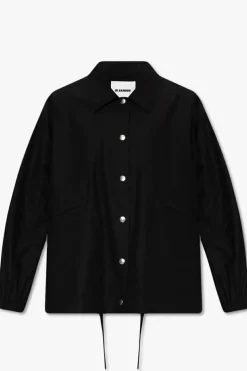 JIL SANDER CZARNY Bawełniana kurtka