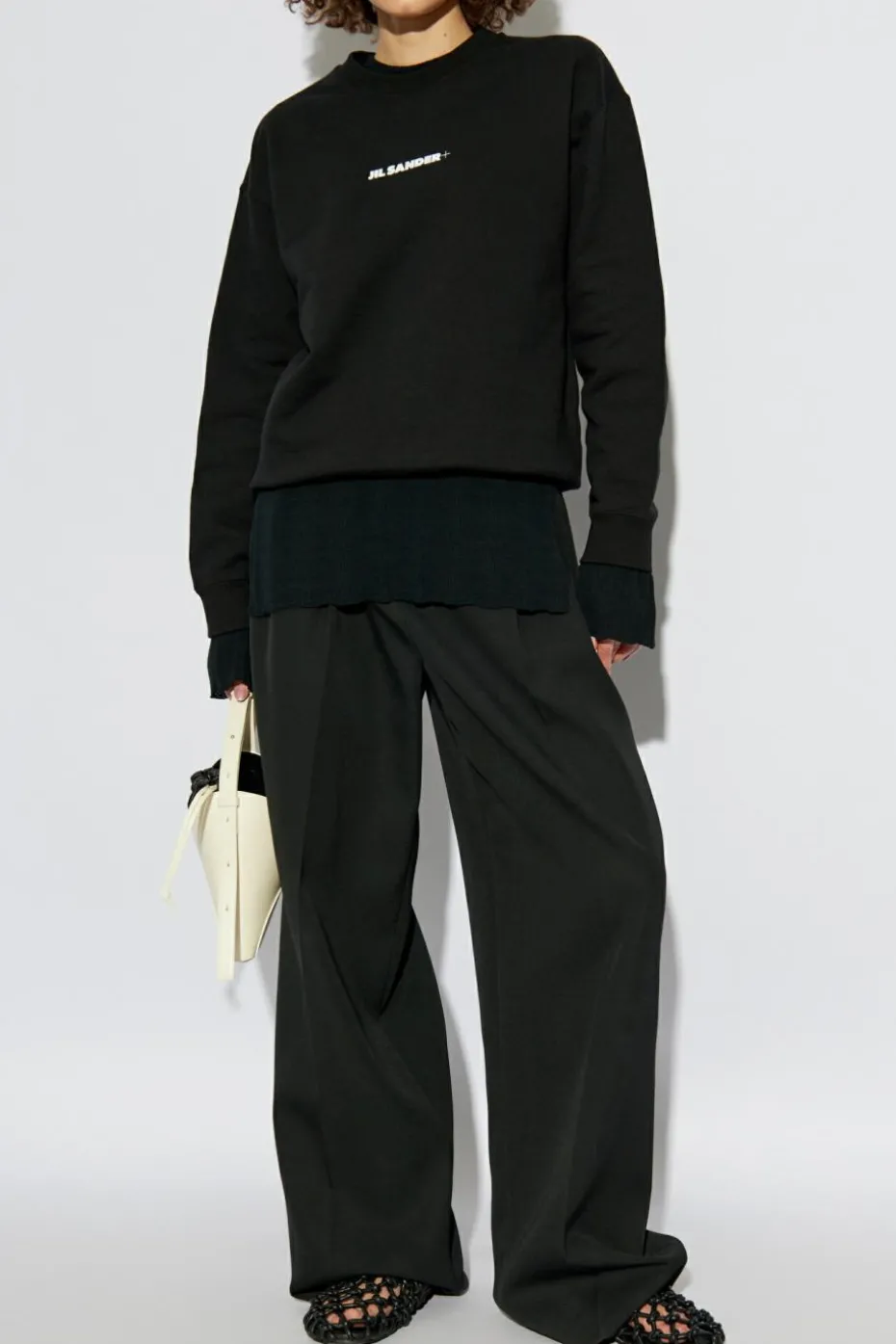 JIL SANDER+ CZARNY Bluza z nadrukowanym logo