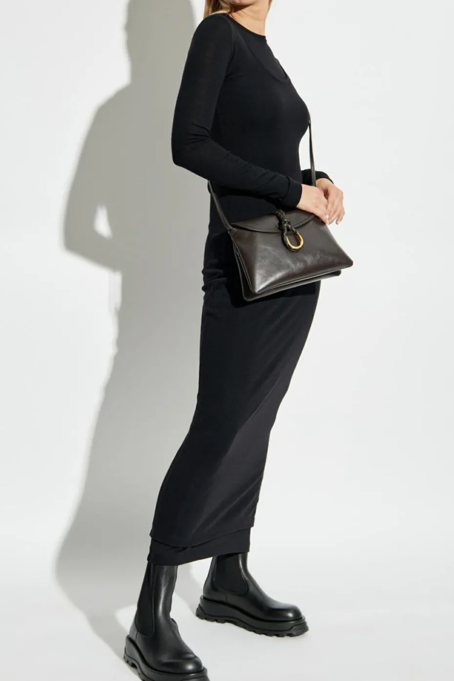 JIL SANDER+ CZARNY Dwuwarstwowa sukienka