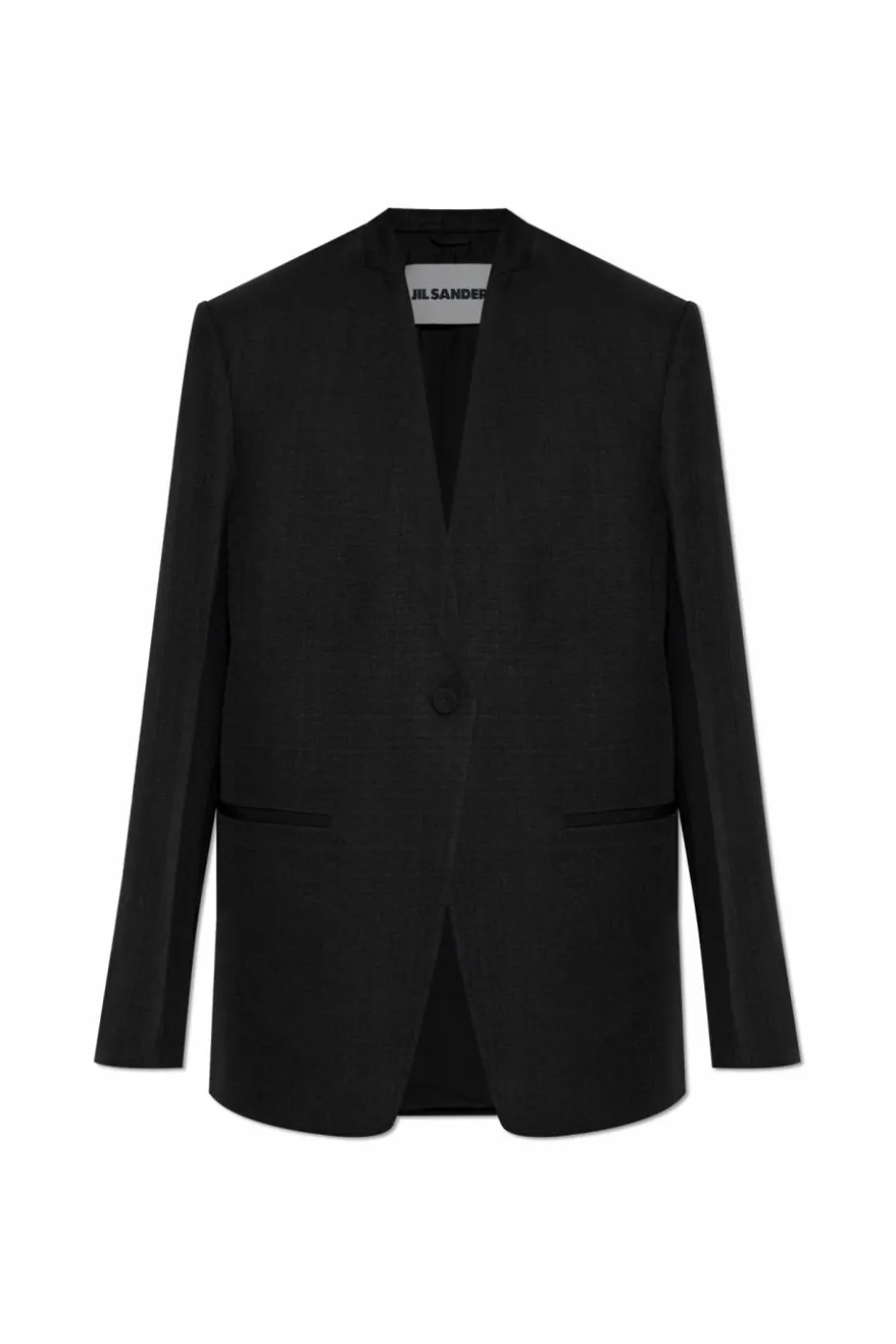 JIL SANDER CZARNY Marynarka z jedwabnym wykończeniem