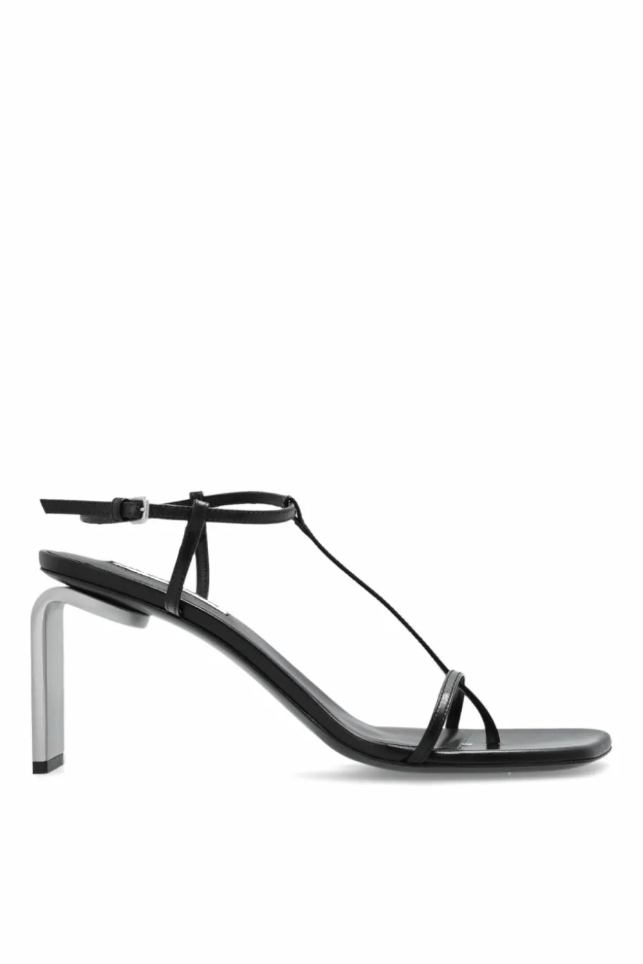 JIL SANDER CZARNY Sandały na metalowym obcasie