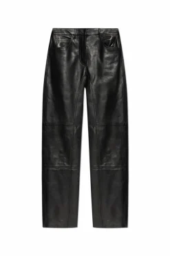 JIL SANDER CZARNY Skórzane spodnie