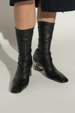 JIL SANDER CZARNY Skórzane botki