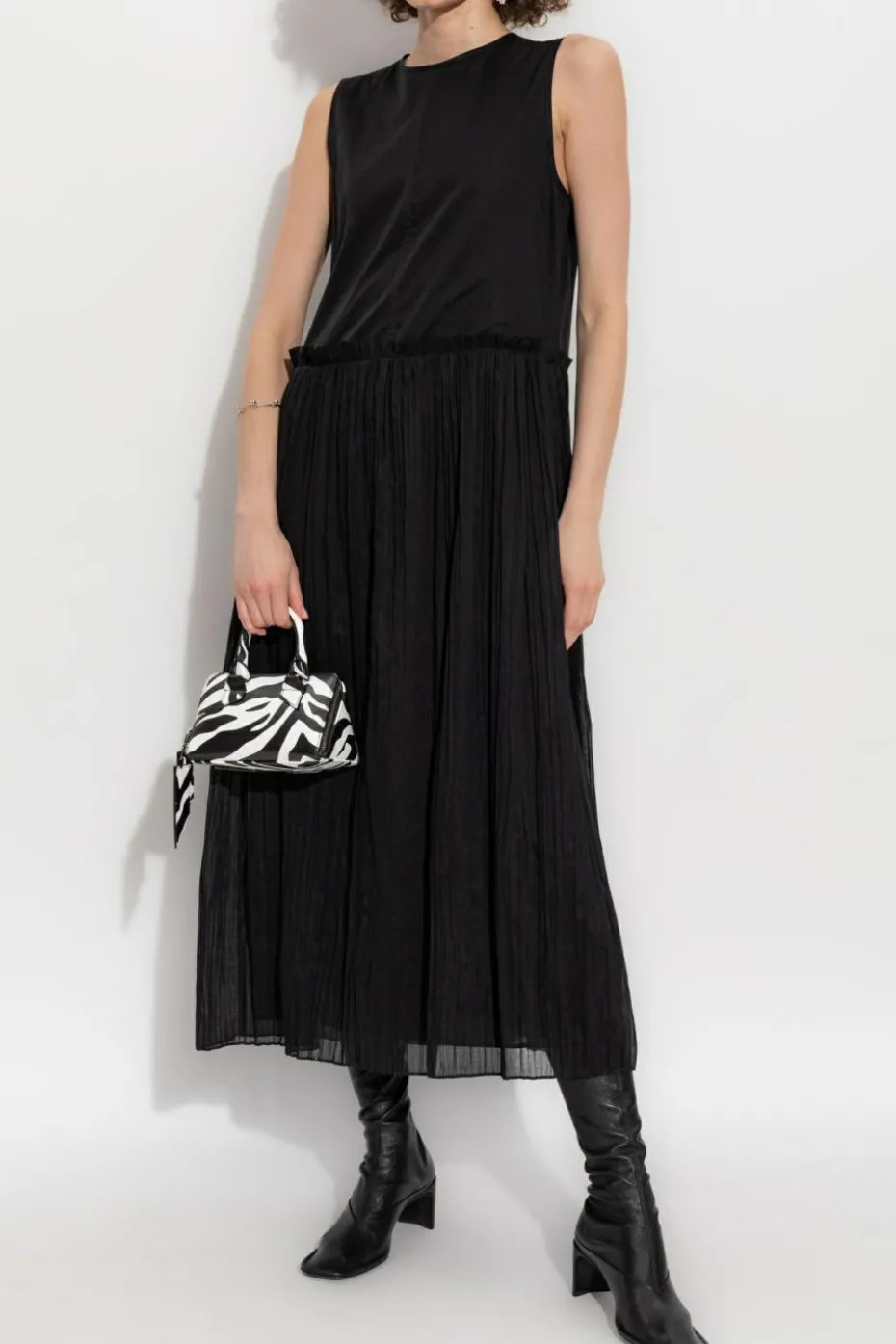 JIL SANDER CZARNY Sukienka bez rękawów