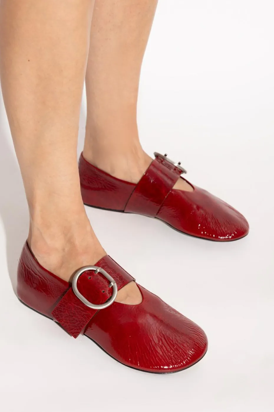 JIL SANDER CZERWONY Skórzane buty