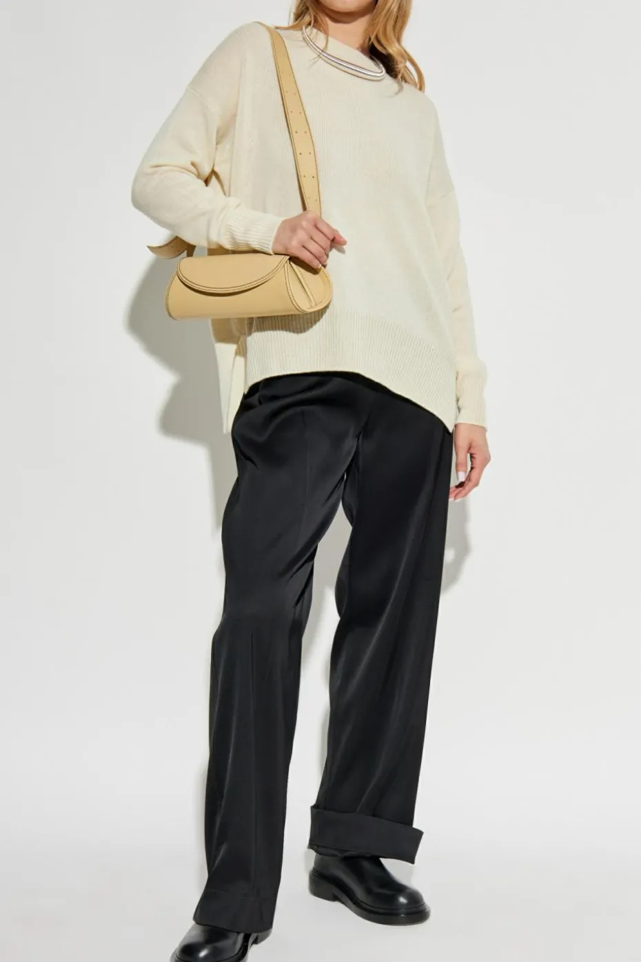 JIL SANDER kremowy Kaszmirowy sweter