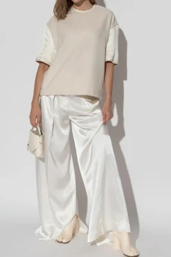 JIL SANDER+ kremowy Wełniany top