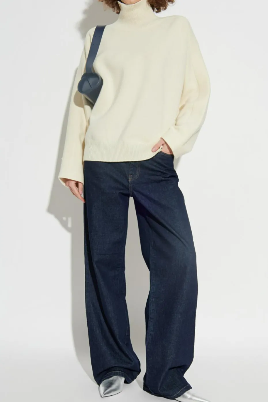 JIL SANDER kremowy Wełniany golf