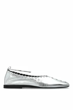 JIL SANDER SREBRNY Skórzane buty