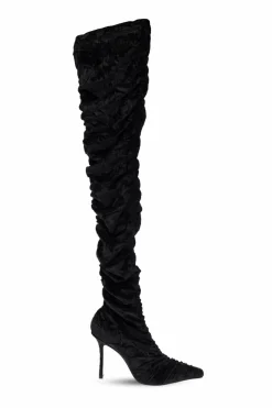 Jimmy Choo CZARNY Aksamitne kozaki na obcasie `Lotta`