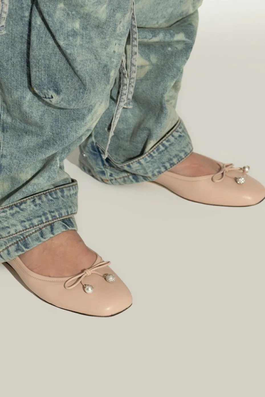Jimmy Choo RÓŻOWY Skórzane baleriny ‘Elme’