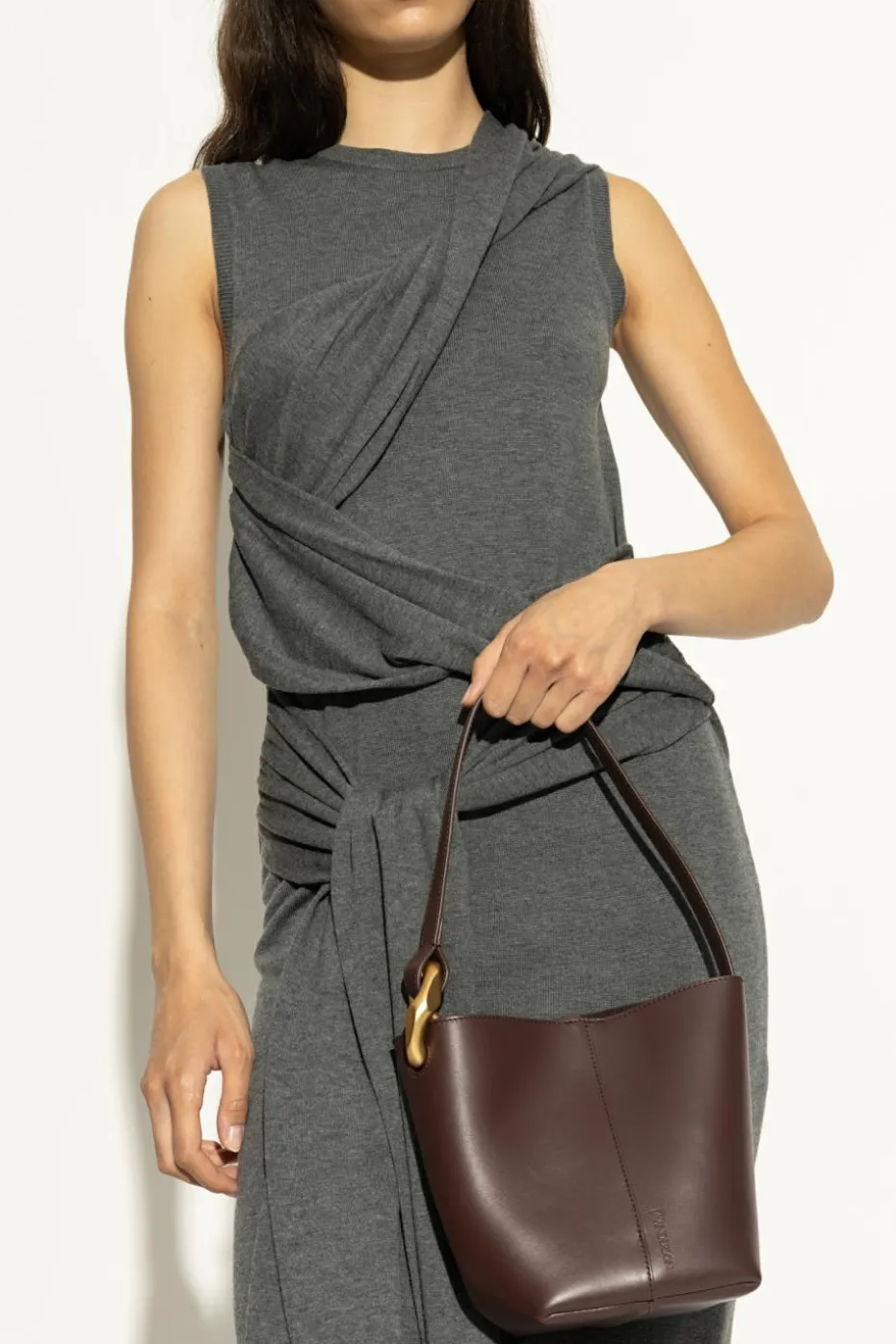 JW Anderson BRĄZOWY Torba na ramię `Corner Small` typu `bucket`