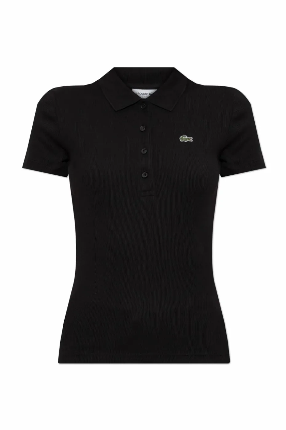 Lacoste CZARNY Prążkowane polo z naszywką z logo