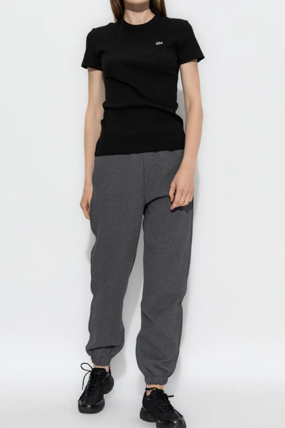 Lacoste SZARY Spodnie dresowe z logo