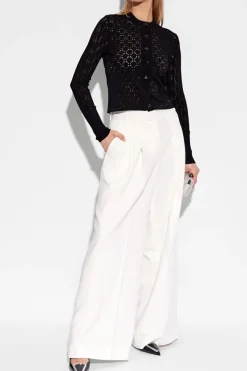 Lanvin GRANATOWY Ażurowy kardigan