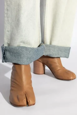 Maison Margiela beżowy Botki na obcasie z wycięciem `tabi`