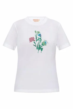 Marni BIAŁY T-shirt z logo
