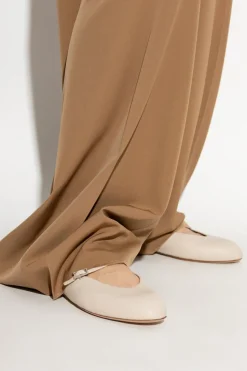 Max Mara beżowy Skórzane baleriny
