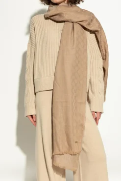 Max Mara beżowy Szal z monogramem