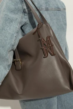 Max Mara BRĄZOWY Skórzana zawieszka `Mmcharm`