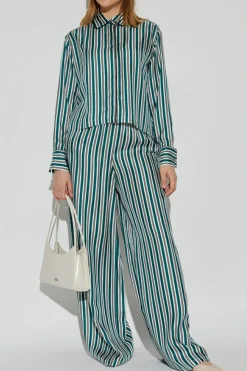 Max Mara ZIELONY Jedwabna koszula `Brama`