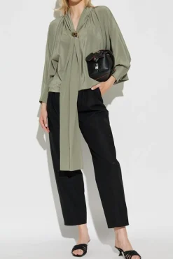 Max Mara ZIELONY Jedwabna koszula `LEONIDA`