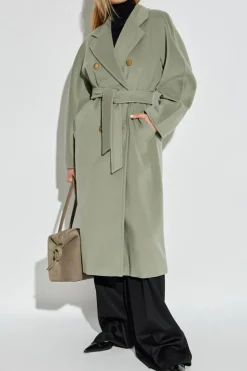 Max Mara ZIELONY Wełniany płaszcz `Madame`