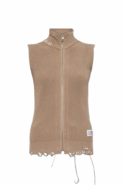 MM6 Maison Margiela beżowy Kamizelka z logo