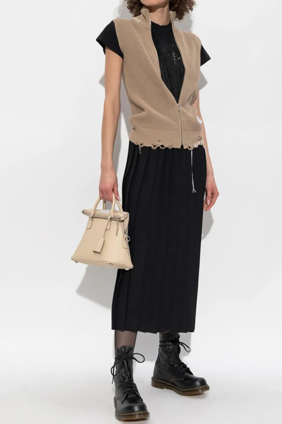 MM6 Maison Margiela CZARNY Plisowana spódnica