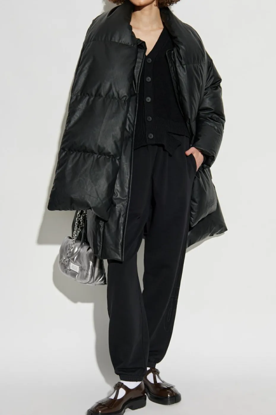 MM6 Maison Margiela CZARNY Kardigan z wełnianym wykończeniem