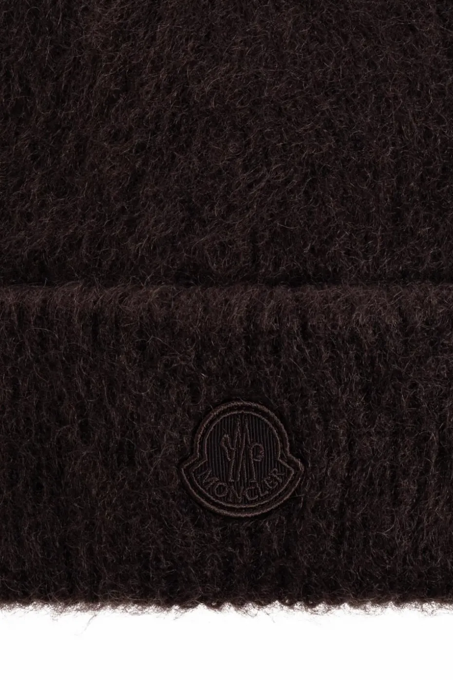 Moncler BRĄZOWY Czapka z naszywką z logo