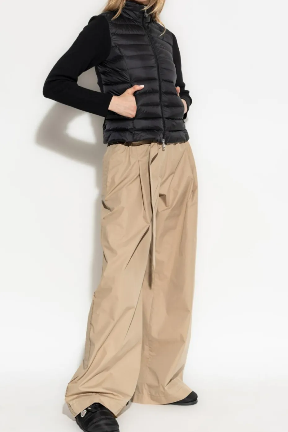 Moncler CZARNY Kardigan z pikowanym przodem