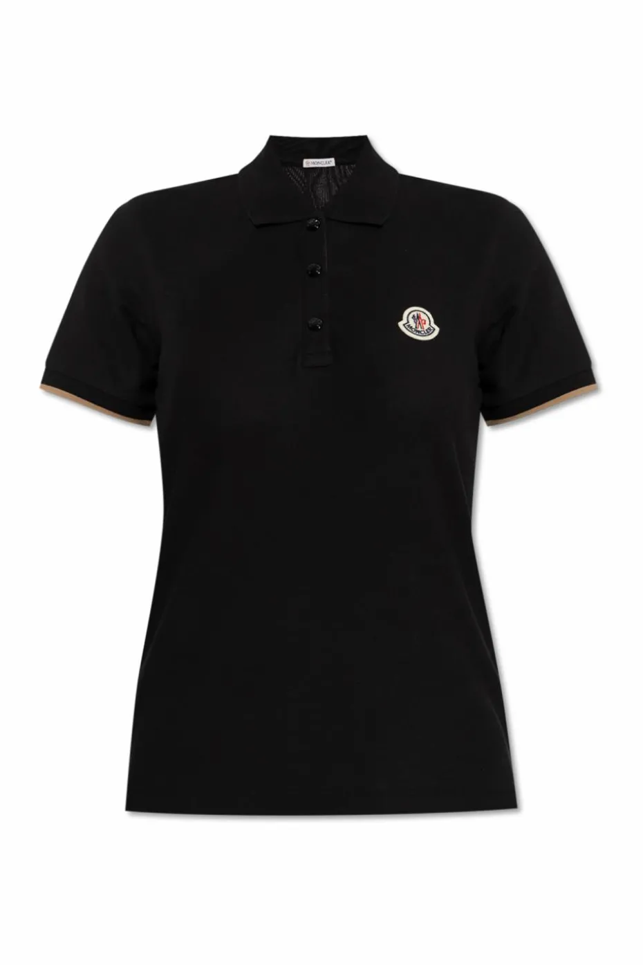 Moncler CZARNY Polo z naszywką z logo