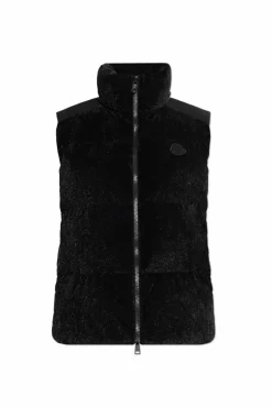 Moncler CZARNY Puchowa kamizelka z lureksową nicią