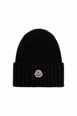 Moncler CZARNY Wełniana czapka