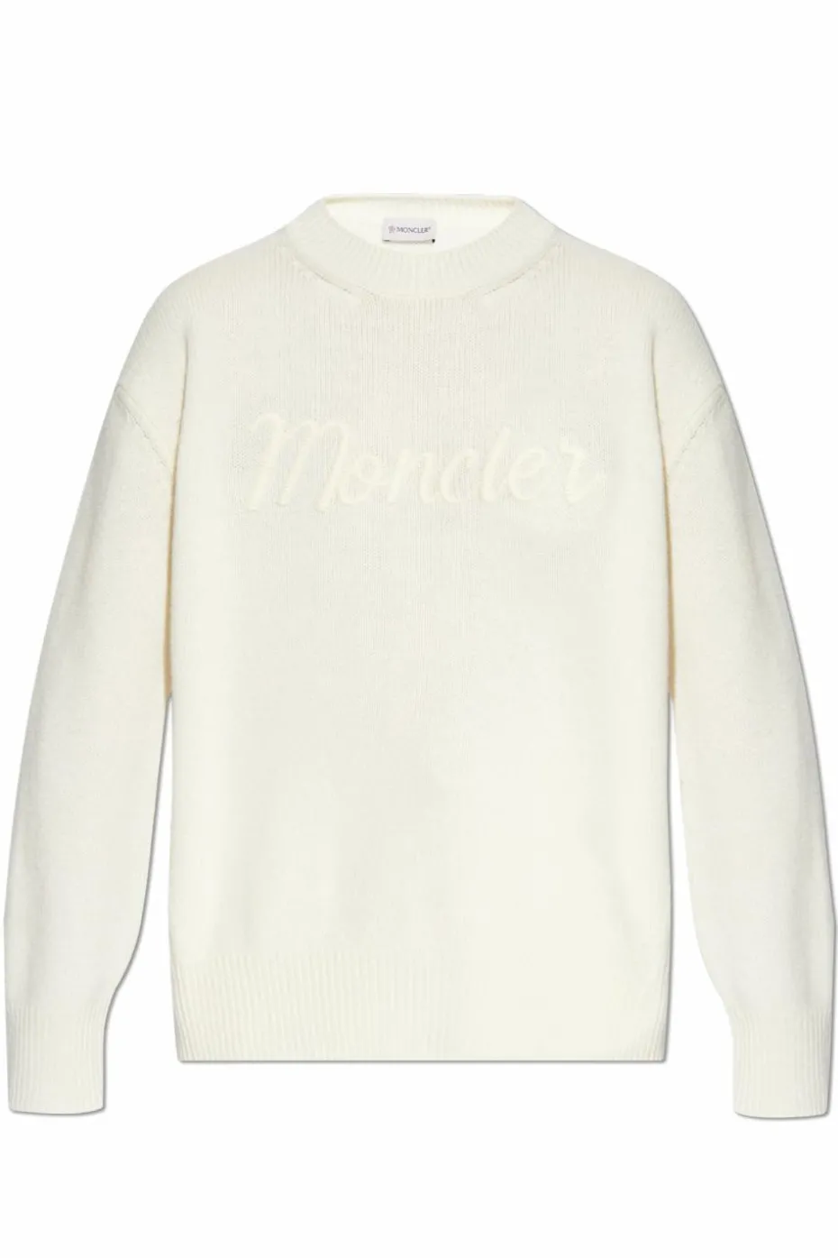 Moncler kremowy Sweter z wyszytym logo