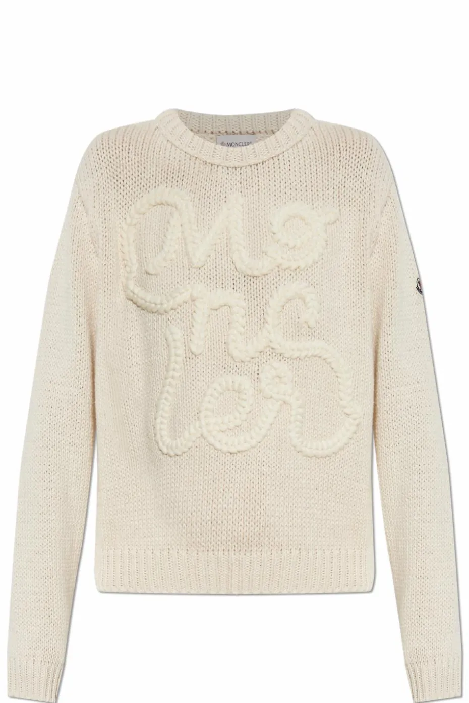 Moncler kremowy Sweter z wyszyciem