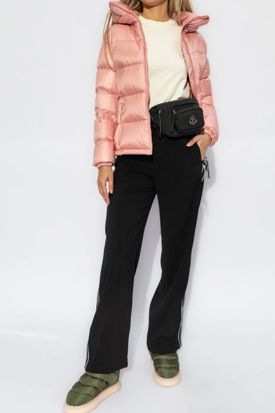 Moncler kremowy T-shirt z logo