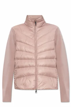 Moncler RÓŻOWY Kardigan z puchową wstawką